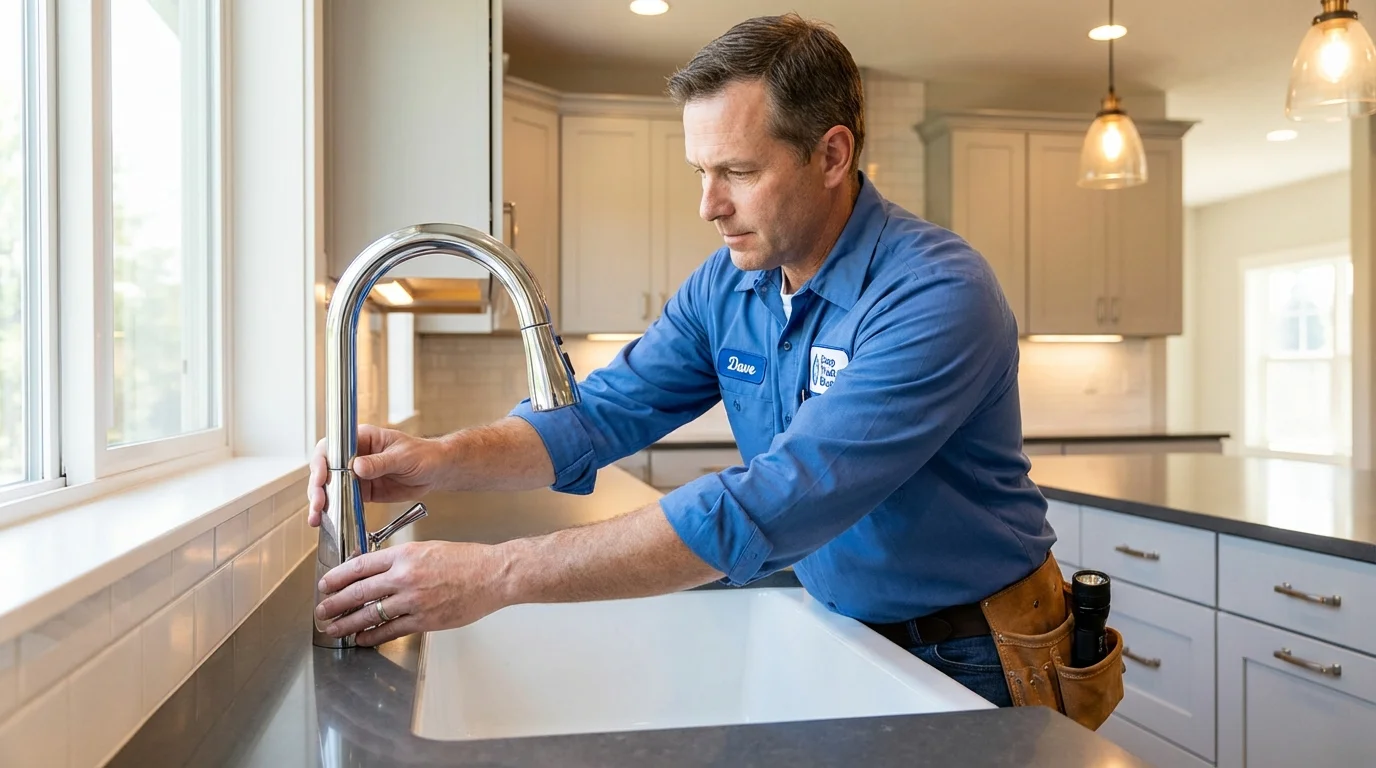 Kitchen faucet installation by Johns Plumbing LLC in Waldoboro